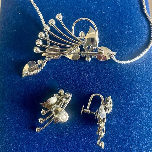 VTG Krementz & Co rhinestone necklace with matching screw back earrings - Picture 3 of 4